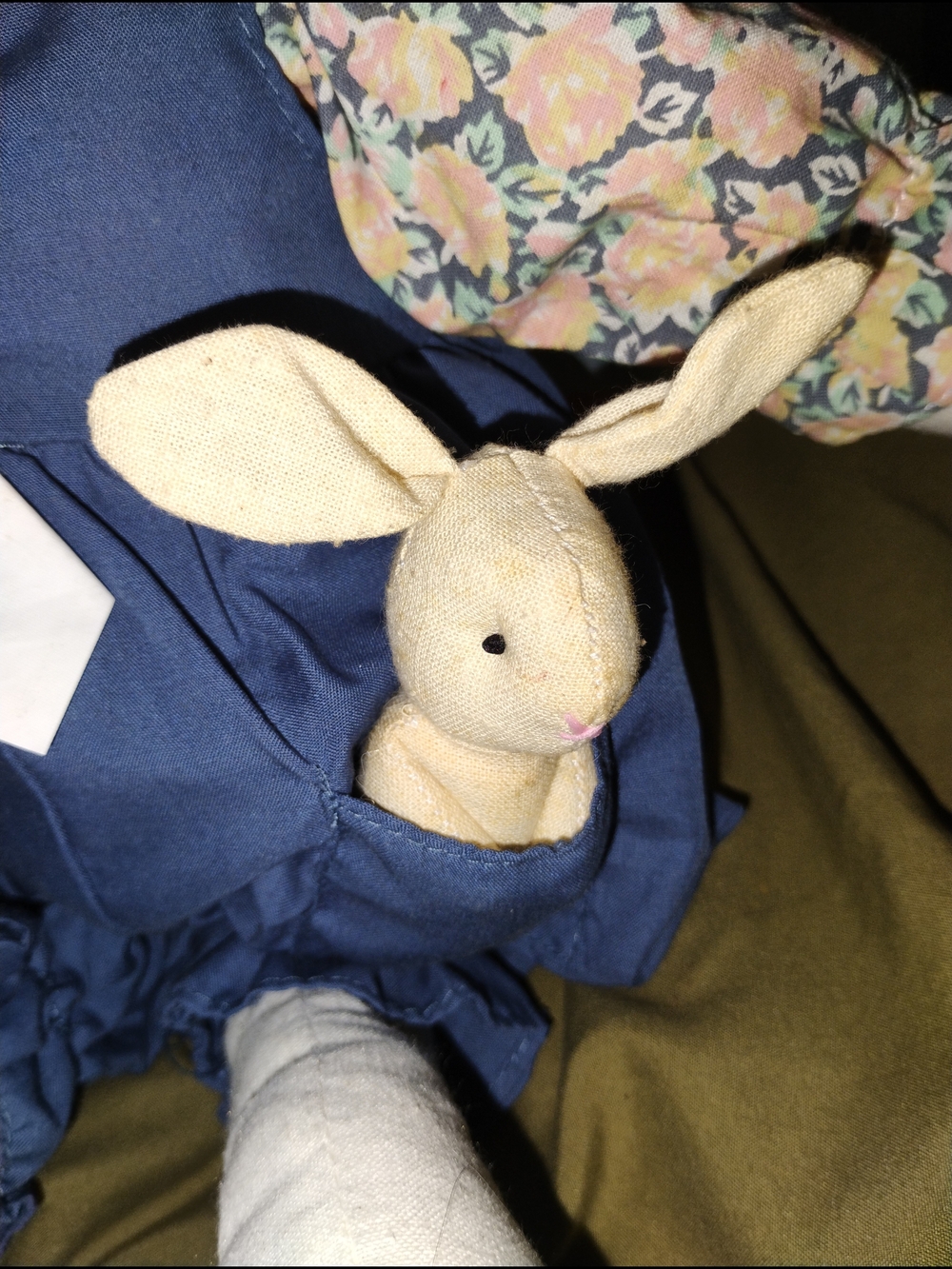 Bunny Doll in Blue Dress with Straw Hat - Kids Stuffed Animal - Picture 5 of 6